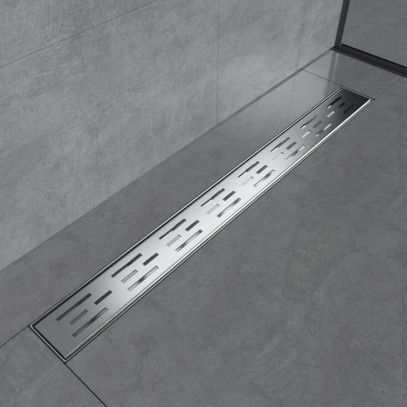 EMKE Shower Drain 70 cm Stainless Steel Flat Siphon with Odour Stop/Hair Strainer Edge Drain Side Row Design Shower Drain Channel Shower Drain for Bathroom