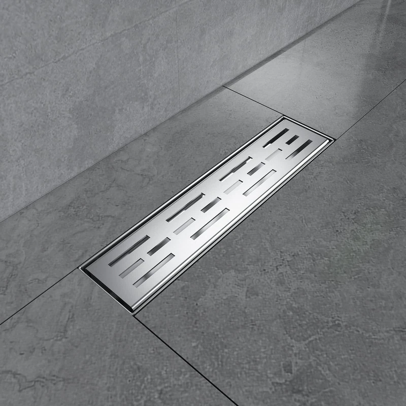 EMKE Shower Channel 30 cm Stainless Steel Shower Drain Flat Siphon with Odour Stop/Hair Strainer Edge Drain, Side Row Design Shower Drain Channel Shower Drain for Bathroom