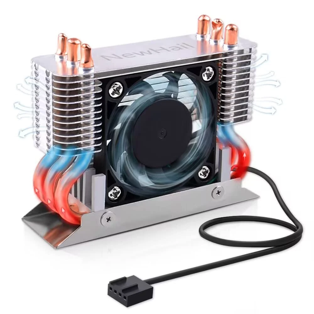 NewHail M.2 2280 SSD Heatsink, 40mm PWM Cooling Fan + Heat Pipes + Thermal Pad, M.2 SSD Cooler for M.2 2280 NVMe & SATA SSD Only