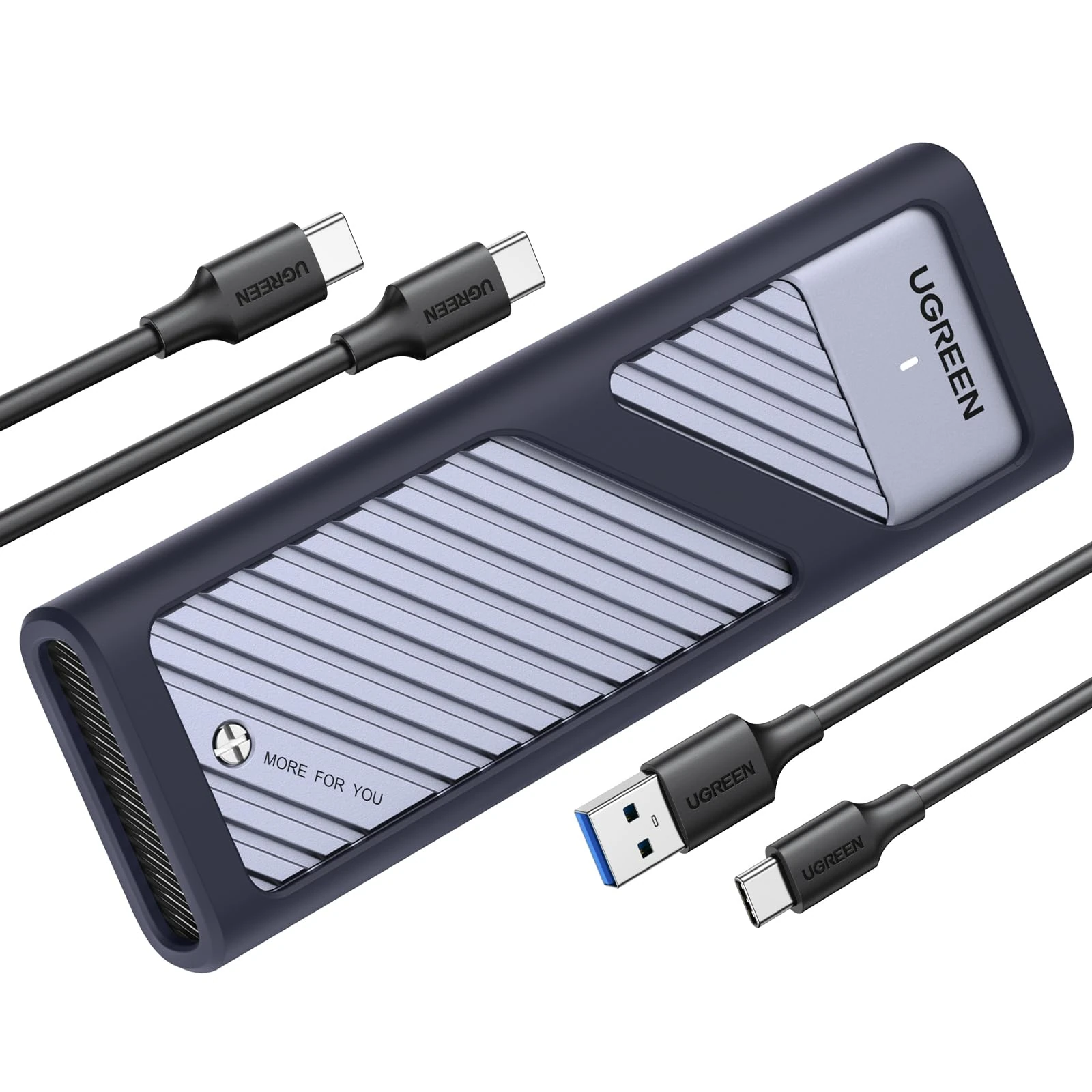 UGREEN M.2 NVMe Enclosure, Upgrade Heat Dissipation 10Gbps Aluminum NVMe Caddy with USB 3.2 Gen2, SSD Enclosure Support UASP & TRIM, Nvme Case for M & M+B Key in 2230/2242/2260/2280 SSDs