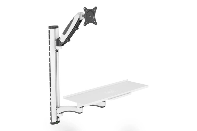 Digitus Standing/sitting workstation - Monitor mount & shelf - Wall mounting - 1x gas pressure spring 1x double articulated arm - 1 monitor - Up to 27 inch - VESA 75x75, 100x100 - Black
