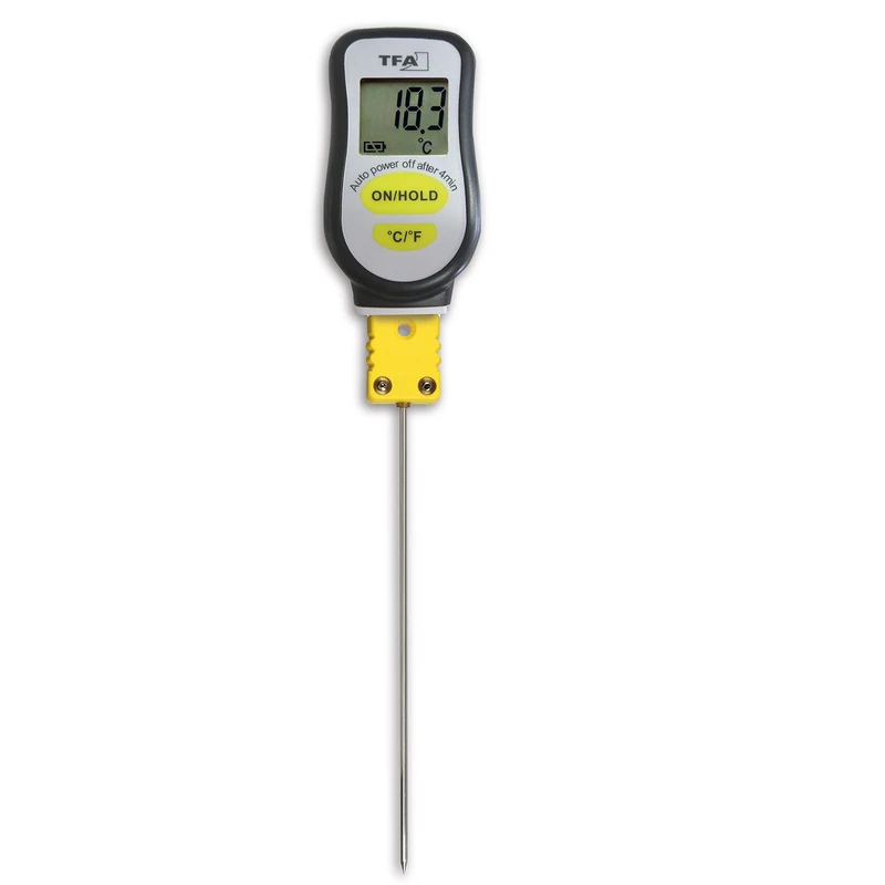TFA Dostmann 31.1063.01 Digital Probe Thermometer Ideal for Liquids, Laboratory Applications, Extra Thin Tip, High Accuracy, White