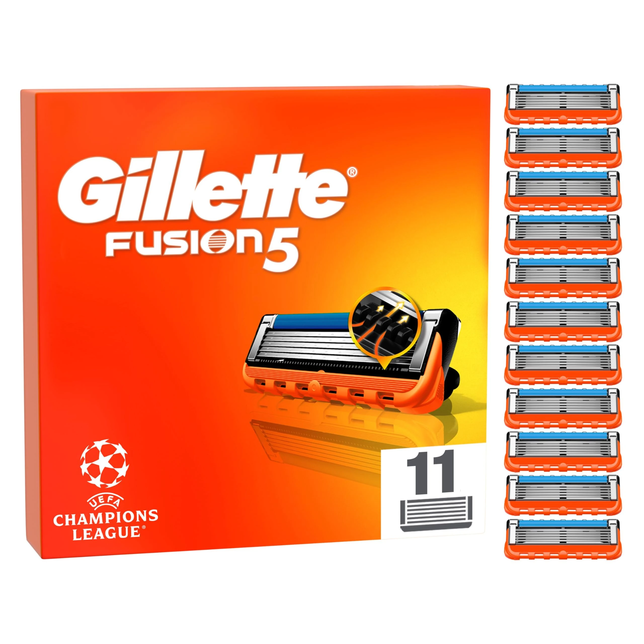 Gillette Fusion5 Blades, Men's Shaving Refills Pack of 11, Precision Trimmer, Anti-Friction Razor