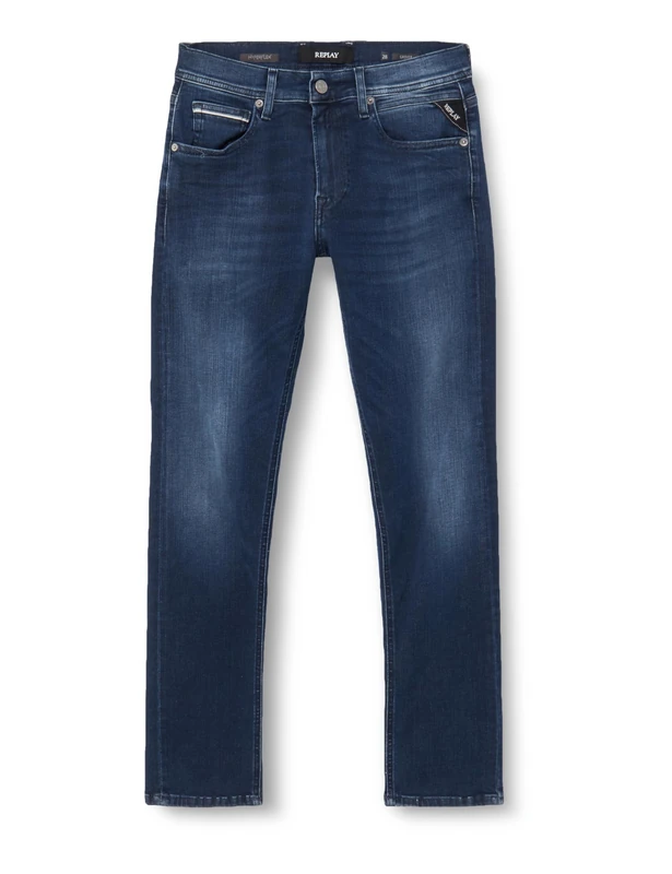 Replay Men's Grover Straight-Fit Hyperflex Hyper Cloud Jeans with Stretch, Blue (Dark Blue 007), 33W / 34L