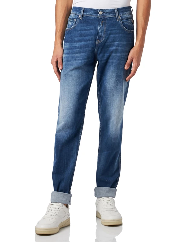 REPLAY Herren Jeans Sandot Tapered-Fit Bio, Medium Blue 009-2 (Blau), 30W / 34L