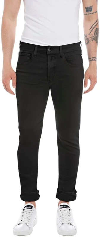 Replay Men's Grover Straight-Fit Hyperflex Forever Dark Jeans with Stretch, Black (Black 098), 29W / 34L