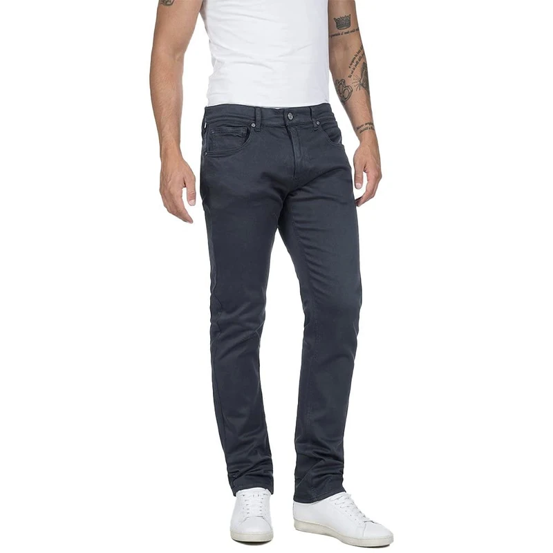 Replay Men's Grover Straight-Fit Hyperflex Color X-Lite Jeans with Stretch, White (White 010), 36W / 30L