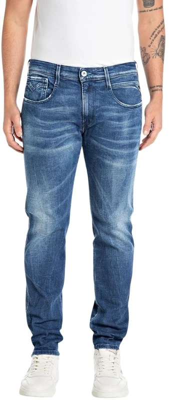 Replay Herren Jeans Anbass Slim-Fit Bio, Medium Blue 009-5 (Blau), 28W / 32L