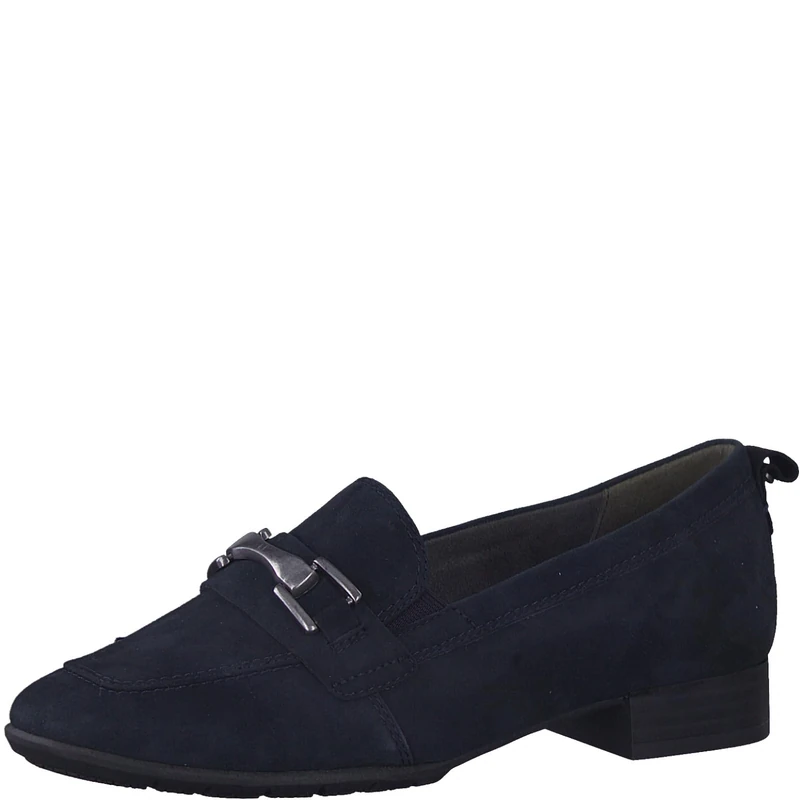 Tamaris Comfort Women’s Loafers Flat Leather Business Slippers Comfort Fit , Navy Suede, 3,5 UK