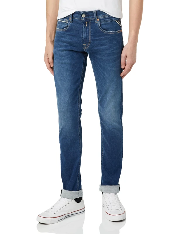 Replay Men's Grover Straight-Fit Hyperflex Jeans with Stretch, Blue (Dark Blue 007), 28W / 34L