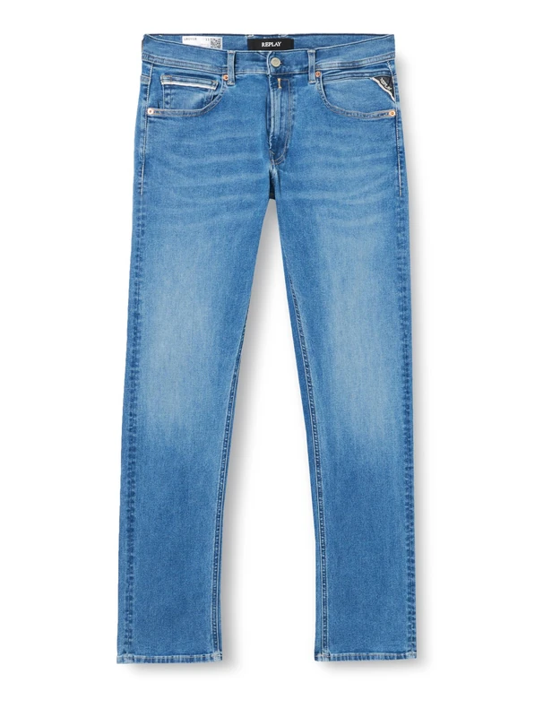 Replay Men's Grover Straight-Fit Hyperflex Jeans with Stretch, Blue (Medium Blue 009), 36W / 30L