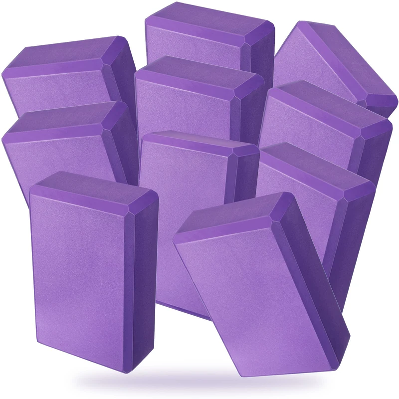 10 Pcs Yoga Blocks Eva Foam Blocks Supportive Yoga Brick Soft Non Slip Gymnastic Blocks Lightweight Dance Blocks for Stretching Accessories for Women, Pilates, Meditation (Purple) - Image 1