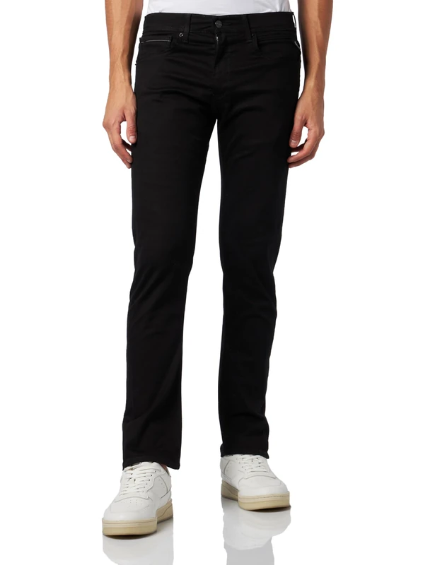 Replay Men's Grover Straight-Fit Hyperflex Forever Dark Jeans with Stretch, Black (Black 098), 29W / 30L - Image 1