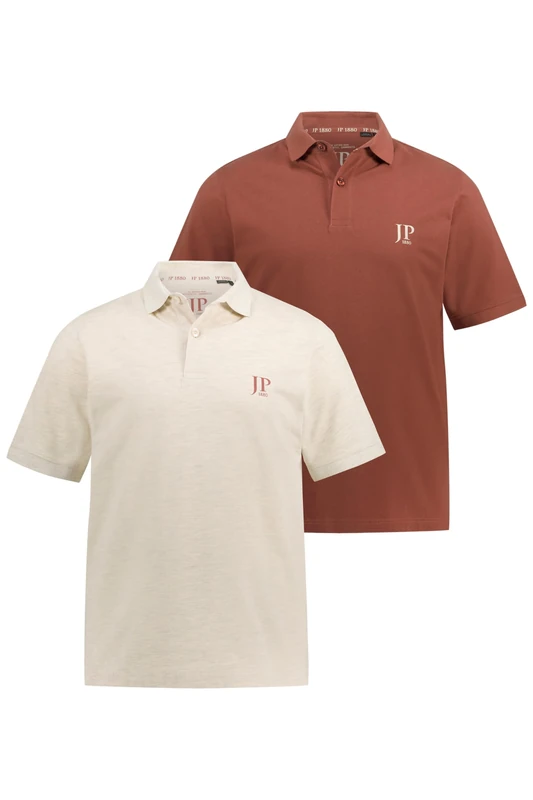 JP 1880 Men's Poloshirts, 2er-Pack Polo Shirt Marsala Red 5XL