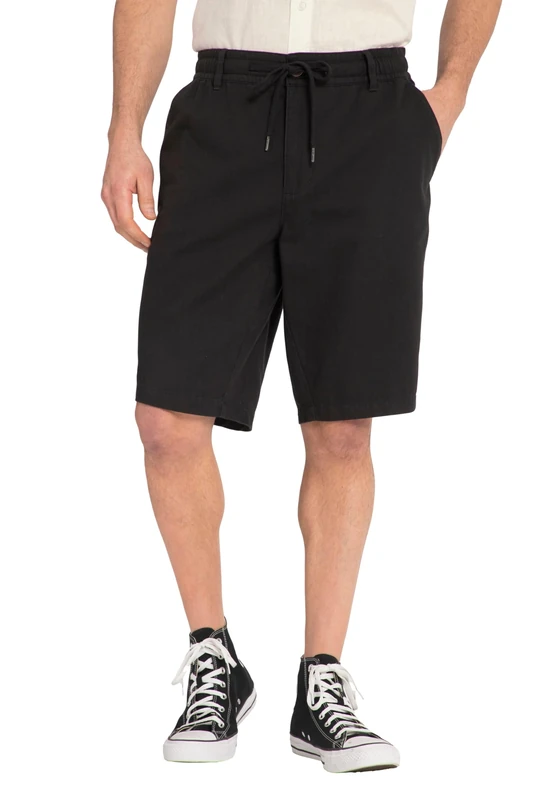 JP 1880 Men's Linen Look Bermuda Shorts Trouser, Black, 3XL