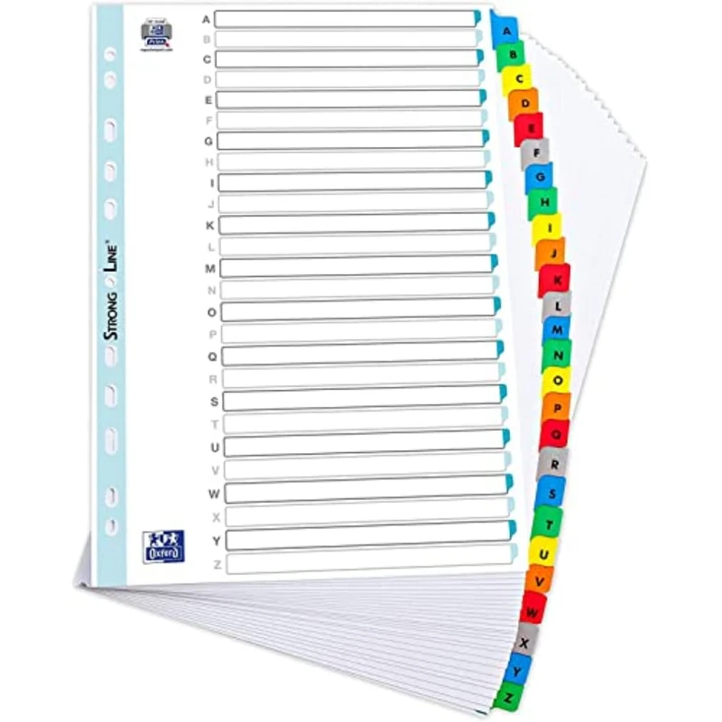 OXFORD Pack of 20 A4XL Alphabetic Dividers 26 Positions Card Thickness 170 g White