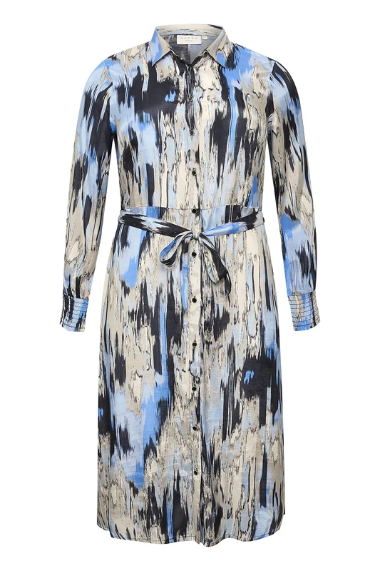 Kaffe Curve Women's Kcolly Olivia Dress, Blue Ikat Print, 22/Big