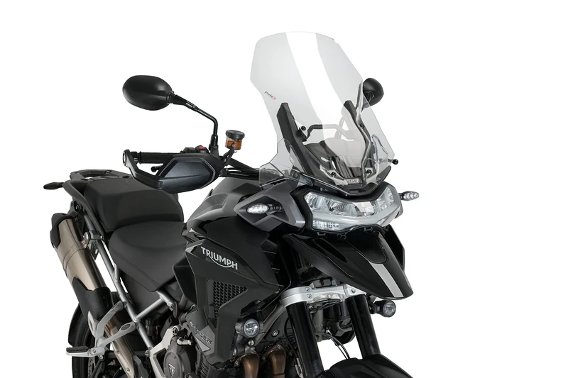 Puig 21336W Touring Windscreen for advanced aerodynamic protection on adventure trail motorcycles, Transparent