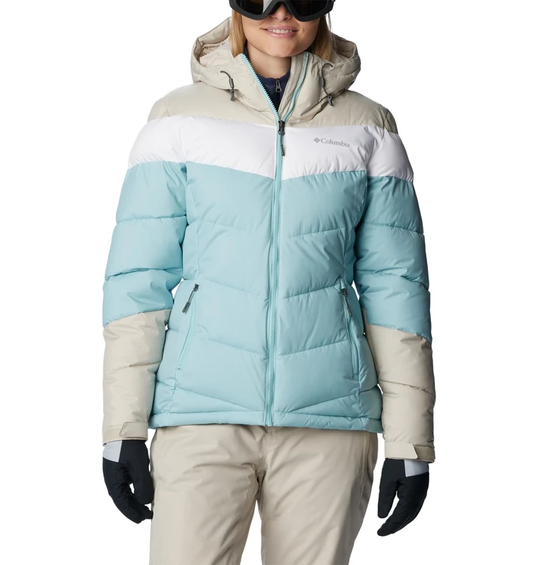 Columbia Women's Abbott Peak Insulated Jacket, Ski Jacket, Aqua Haze/Dark Stone/White, Size XL