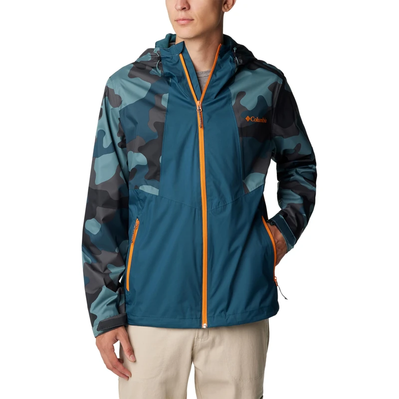 Columbia Men's Inner Limits Jacket, Waterproof Rain Jacket, Night Wave/Metal Mod Camo Print, Size XL
