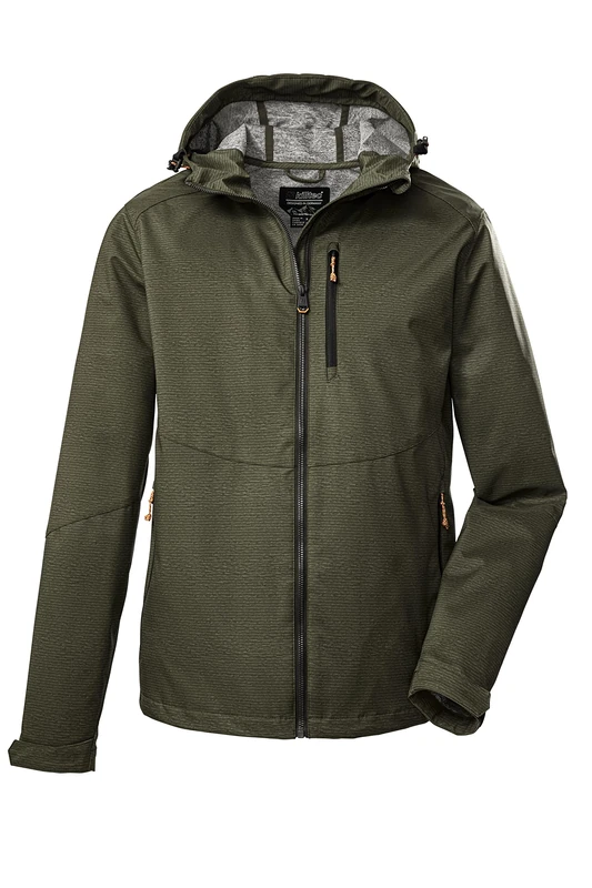 Killtec Men's Kos 84 Mn Sftshll Jckt Waterproof Softshell Outdoor Jacket with Hood, Dark Olive, S
