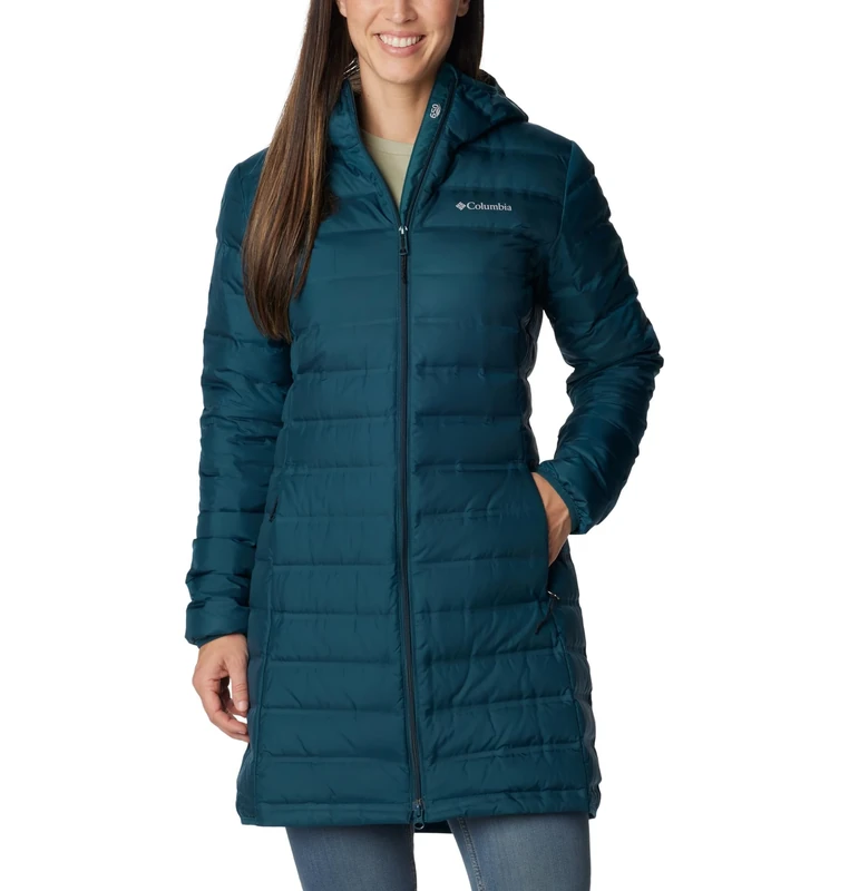 Columbia Women's Lake 22 Down Long Hooded Jacket, Hooded Puffer Down Jacket, Night Wave, Size XS