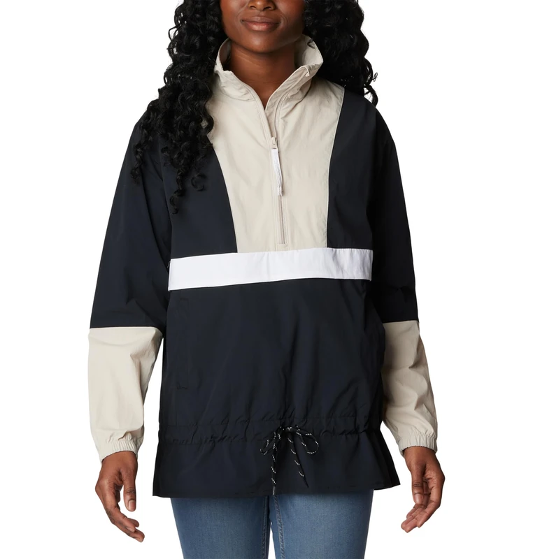 Columbia Women's Boundle Short Sleeve Trek Anorak Lightweight Windbreaker, Black, Dark Stone, White, XS - Image 1