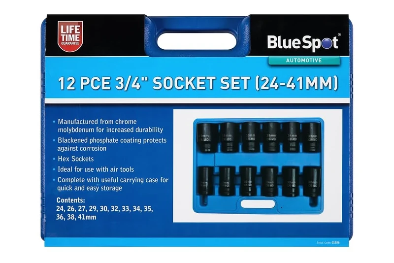 Blue Spot Tools 12 PCE 3/4" Impact Socket Set (24-41mm)