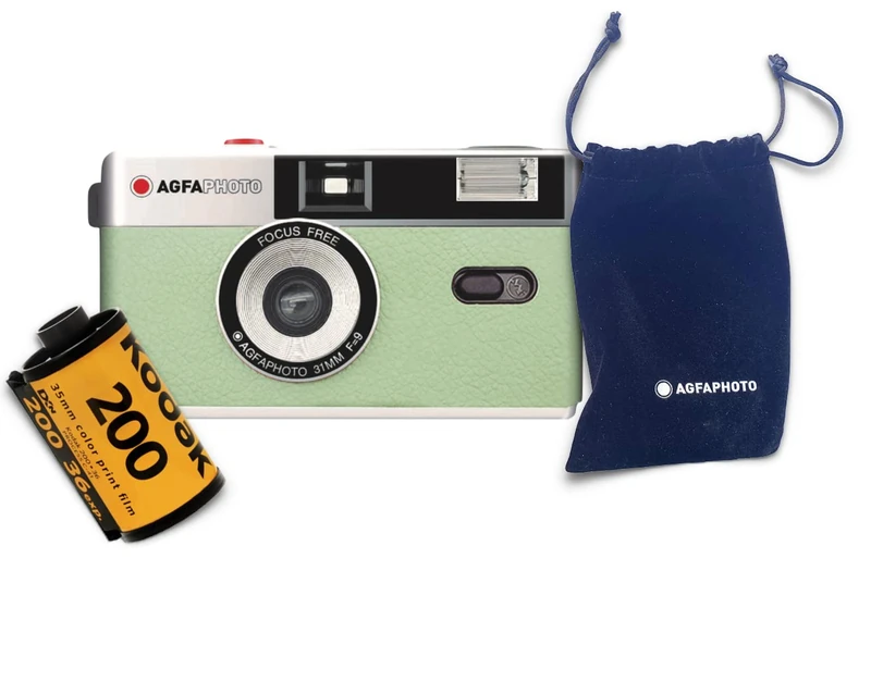 AgfaPhoto Analogue 35 mm Photo Camera Set (Colour Film + Battery)