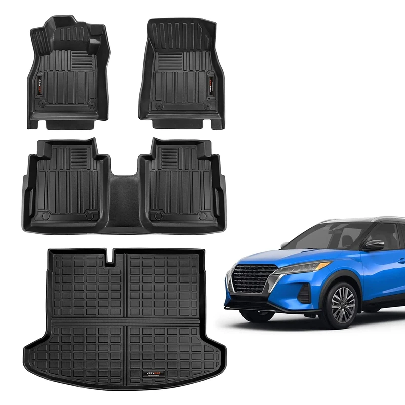 Jdeymat Custom Fit All Weather Floor Mats 2 Row & Trunk Cargo Liner Set Compatible for 2018-2023 2024 Nissan Kicks Accessories (Floor Mats+Cargo Liner)