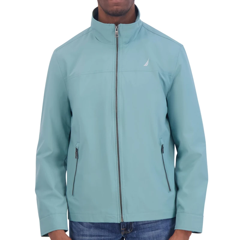 Nautica Men's Lightweight Windbreaker Stretch Athletic Outdoor Full Zip Bomber Golf Jacket, Arctic, Large