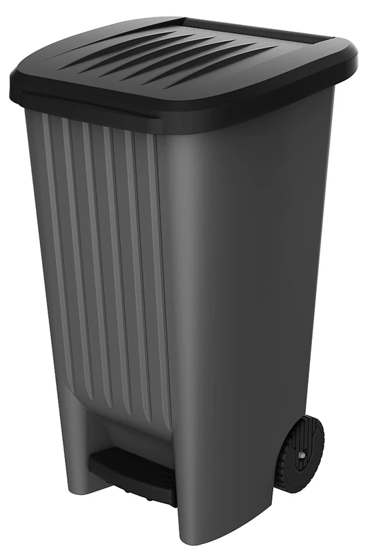 EDA - 100 l bin with wheels - with pedal - for 100 l bags - 50 x 48.5 x 83.5 cm - charcoal grey - Image 1
