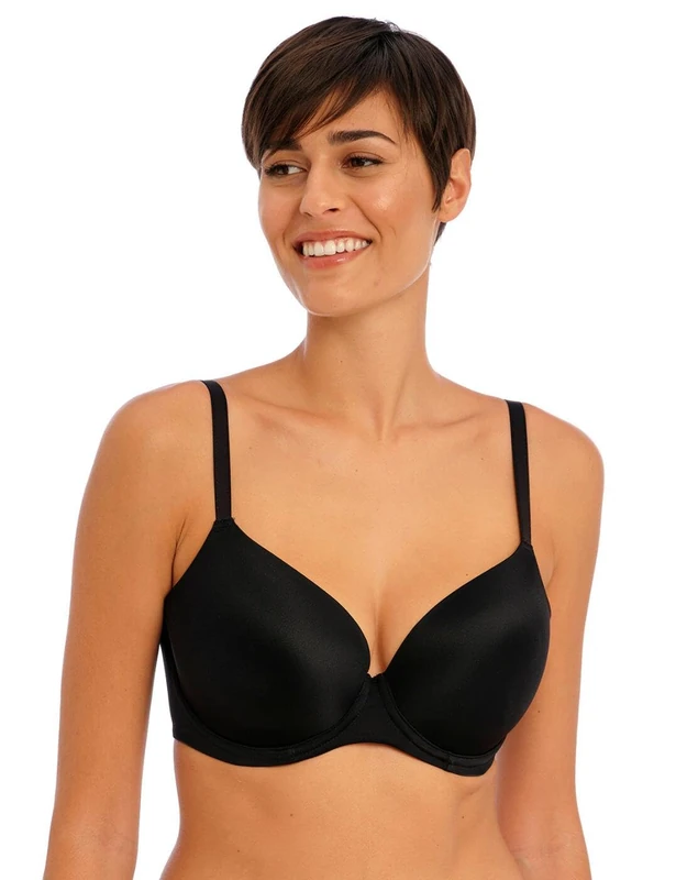 Freya Women's Undetected Underwire Demi T-Shirt Bra, Opaque, Black, 30FF US