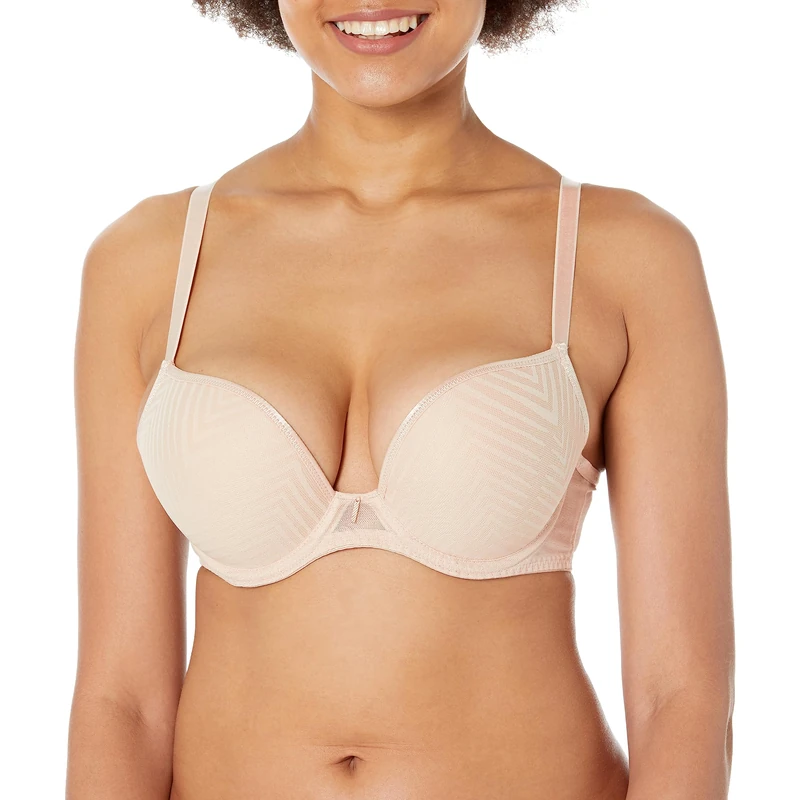 Freya Women's Tailored Underwire Molded Plunge T-Shirt Bra, Opaque, Natural Beige, 30FF US