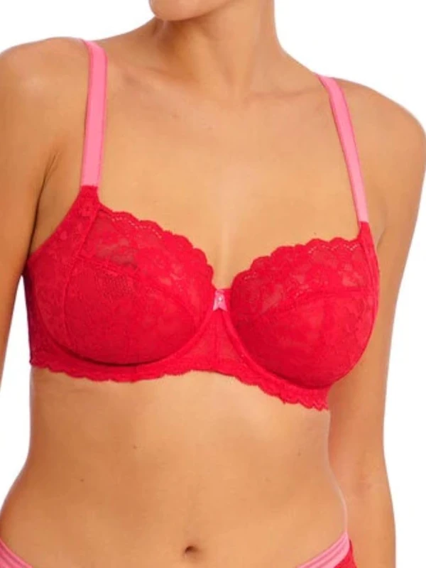 Freya Women's Offbeat Underwire Side Support Bra Full Coverage, Opaque, Chilli Red, 32E