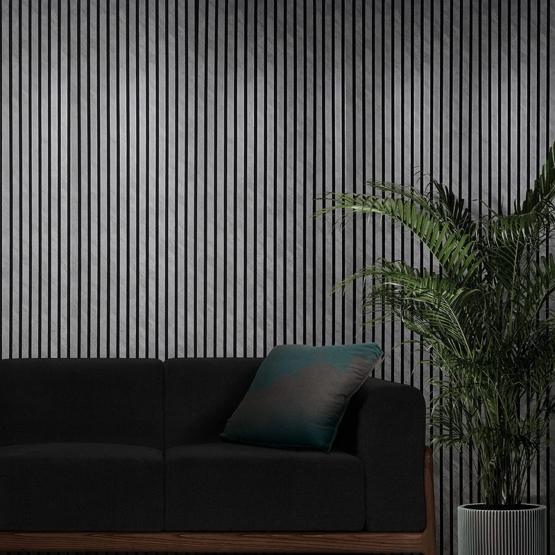 Slat Wall Panelling - Wood Panels for Walls - Contemporary 3D Wall Panels/Cladding - Decorative & Sound Absorbing Acoustic Panels Slatted Wooden Slats Wall Panel (Grey Concrete)
