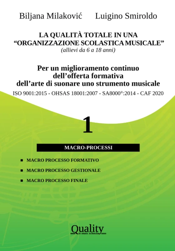 LA QUALITÀ TOTALE IN UNA ORGANIZZAZIONE SCOLASTICA MUSICALE: Per un miglioramento continuo dell’offerta formativa dell’arte di suonare uno strumento ... - UNI ISO 9001:2015-OHSAS18001-SA8000-CAF2020
