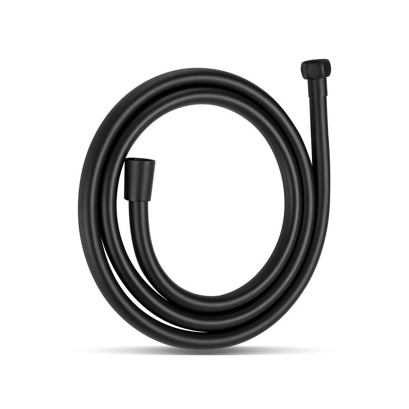 OFFO PVC Smooth Shower Pipe with High Pressure Hose for Bath Taps Replacement, Matte Black, 1.5m
