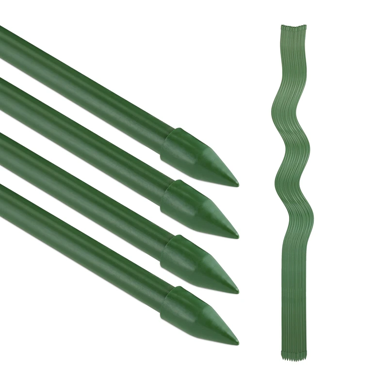 Relaxdays Spiral Tomato Rods, Set of 20, 120 cm Length, Diameter 10 mm, Rods, Rustproof, Metal, Green - Image 1