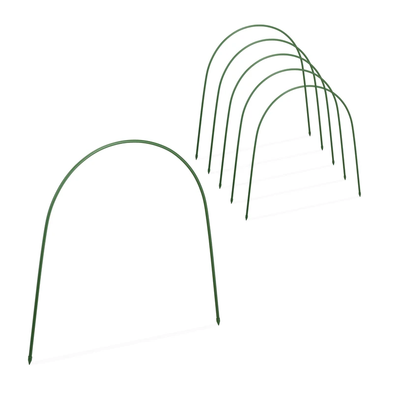 Relaxdays Arches, Set of 6, Bracket for Plant Tunnel & Raised Bed, HxW: 60 x 62 cm, Weatherproof, Bendable, Green, 60x62x1 cm