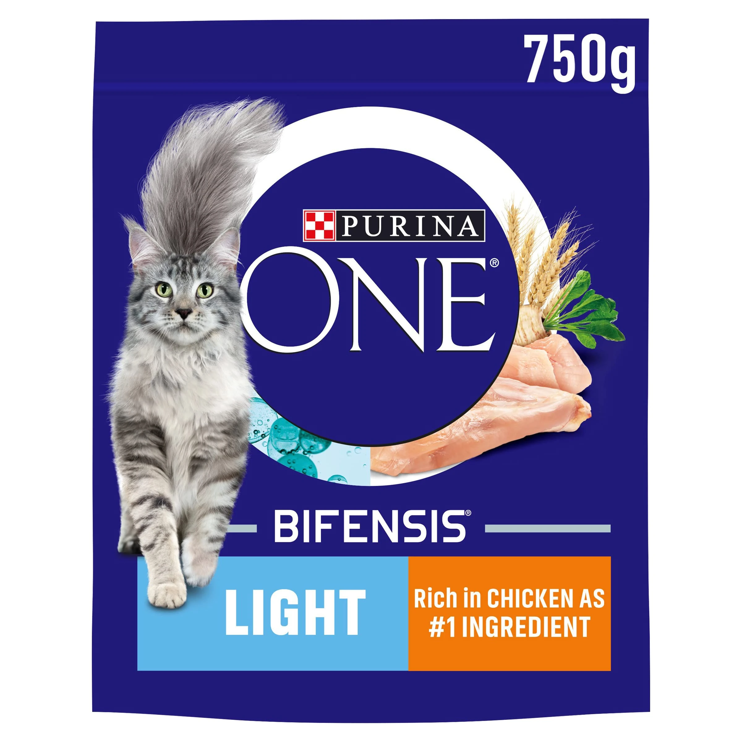 PURINA ONE Light Chicken Dry Cat Food 750g (Pack of 4)