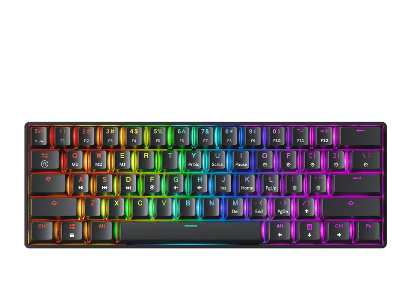 GK61 Mechanical Gaming Keyboard - 61 Keys Multi Color RGB Illuminated LED Backlit Wired Programmable for PC/Mac Gamer Tactile (Gateron Optical Brown)