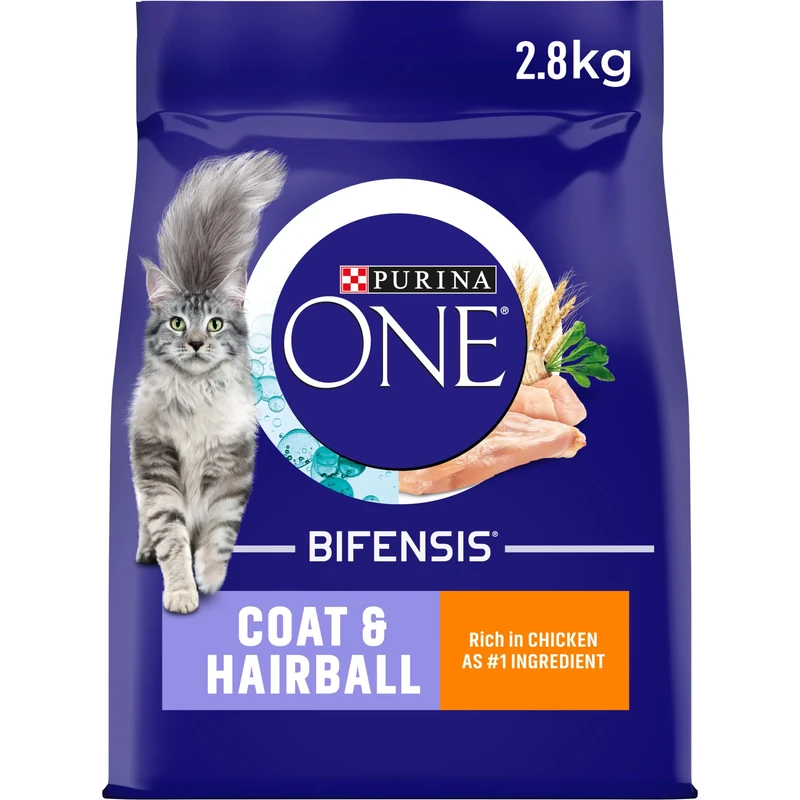 PURINA ONE Coat and Hairball Chicken Dry Cat Food 2.8kg (Pack of 4)