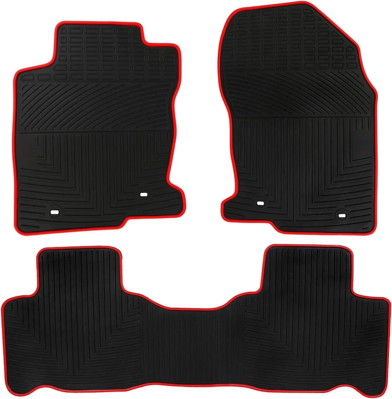 Matericuo Car Floor Mats Custom Fit for 2015-2021 Lexus NX300/ NX300h /NX 200t Black Red Rubber Auto Liner Mats All Weather Protection Heavy Duty Odorless