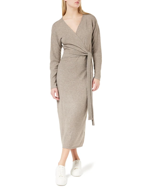 Desires Women's Etal Long Sleeve Midi Wrap Knit Dress, 0139M Tuffet Melange, S
