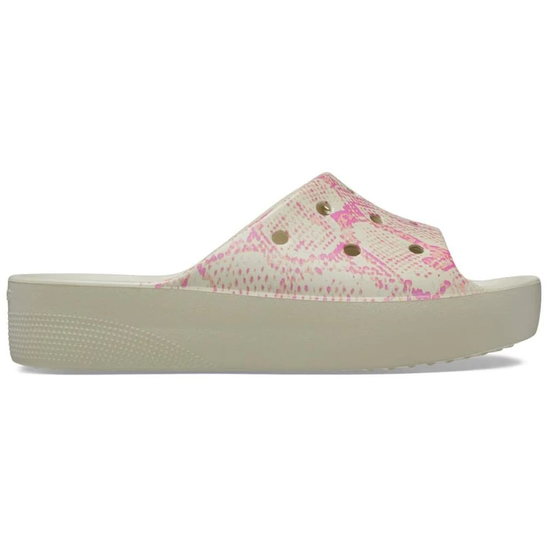 Crocs Women's Classic Platform Snake Print Slide, Bone/Multi, 6 UK Women - Image 1