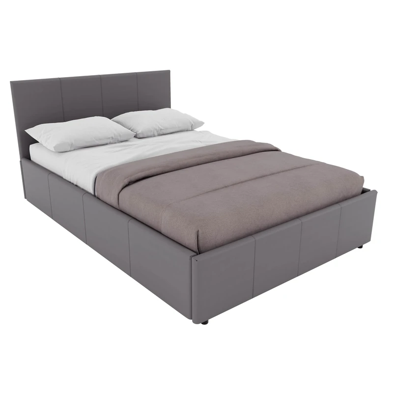 Vida Designs Lisbon Ottoman Faux Leather Bed, Grey (Small Double 4Ft - No Mattress) (UKFR Certified)