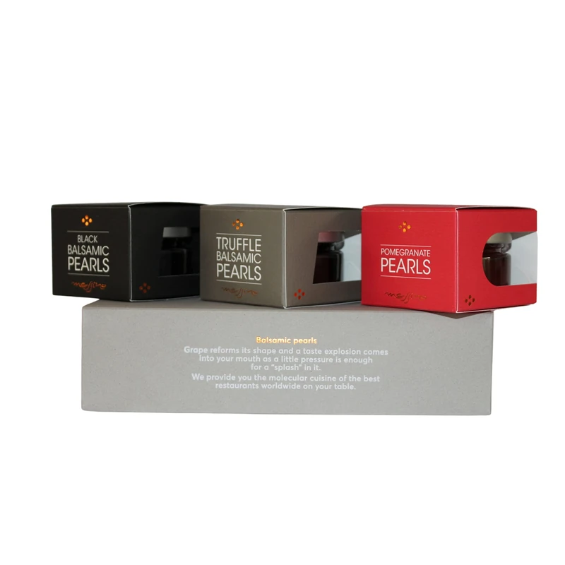 Messino Pearls Collection Gift Set in a Box: Balsamic Pearls - Truffle Balsamic Pearls - Pomegranate Pearls, 3 x 50 ml