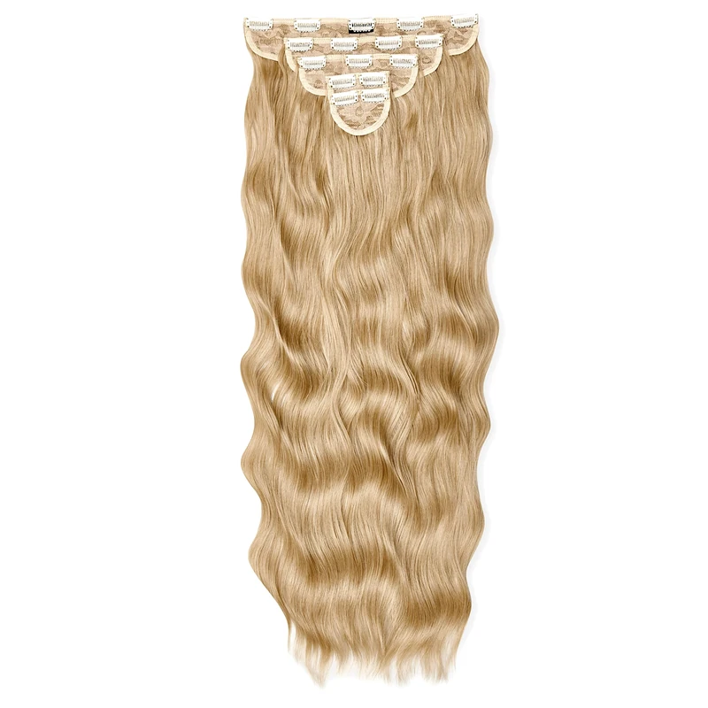 Lullabellz Extra AF Natural Wavy Clip In Hair Extensions 5-Piece Pack, 34-Inch Length, Golden Brown