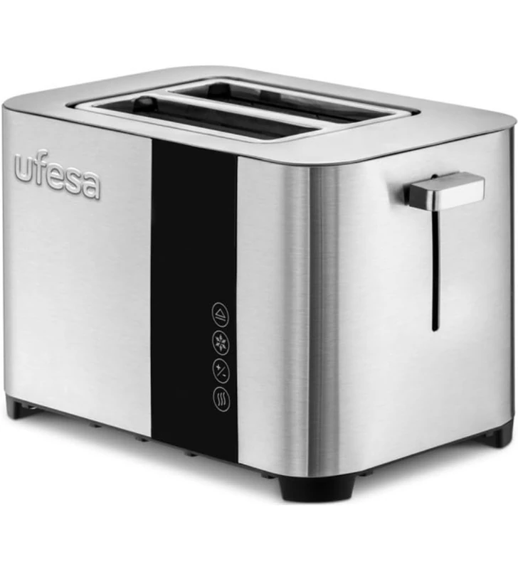 Ufesa Duo Delux Stainless Steel Toaster LCD Digital Screen 850W 2 Slices Wide Mouth 7 Roasting Levels